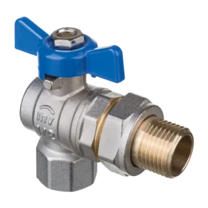 ZAWÓR KULOWY KĄTOWY ZE ŚRUBUNKIEM DN 15 Z NIEBIESKIM MOTYLKIEM PROV